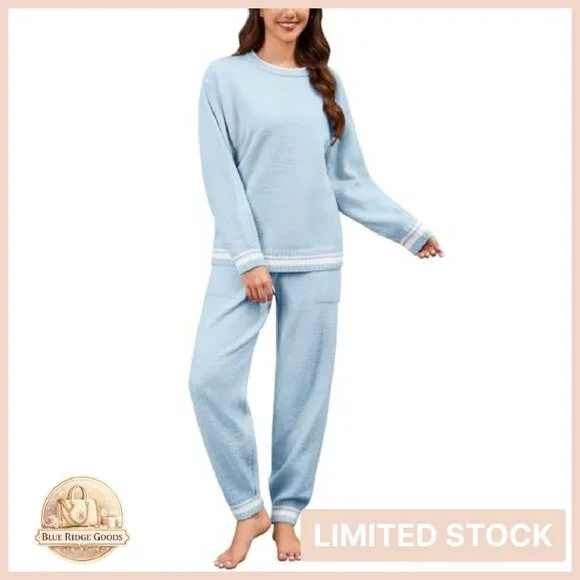 Fleece Pajama Set Cozy Fuzzy Lounge Wear Long Sleeve Two Piece Sleepwear